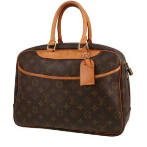 Louis Vuitton Deauville handbag in brown monogram canvas and natural leather