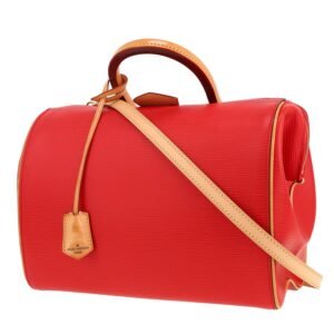 Louis Vuitton Doc handbag in red epi leather and natural leather