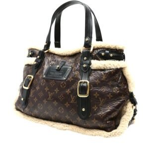 Louis Vuitton Editions Limitées handbag in brown monogram canvas and black leather