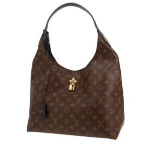 Louis Vuitton Flower Hobo shopping bag in brown monogram canvas and black leather