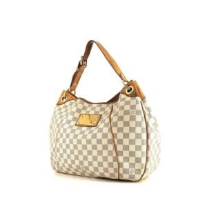 Louis Vuitton Galliera handbag in azur damier canvas and natural leather
