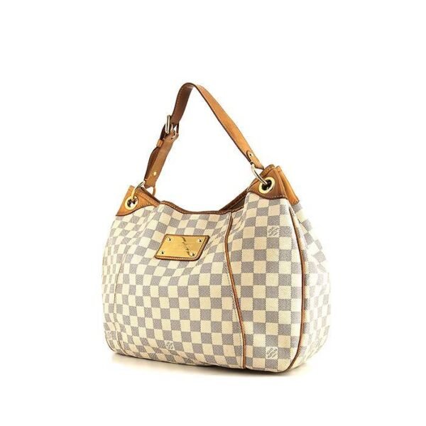 Louis Vuitton Galliera handbag in azur damier canvas and natural leather