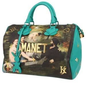 Louis Vuitton Jeff Koons Speedy 30 Manet handbag in multicolor coated canvas and green leather