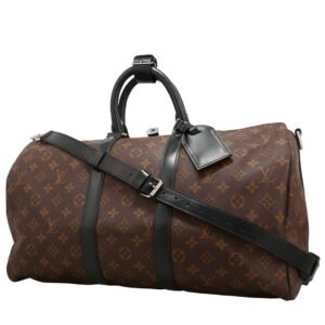 Louis Vuitton Keepall 45 travel bag in brown monogram canvas Macassar and black leather