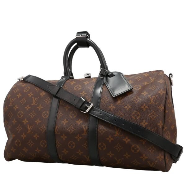 Louis Vuitton Keepall 45 travel bag in brown monogram canvas Macassar and black leather