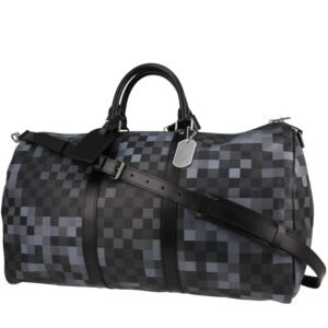 Louis Vuitton Keepall 50 Pixel Limited Edition travel bag in grey and black coated canvas and black leather
