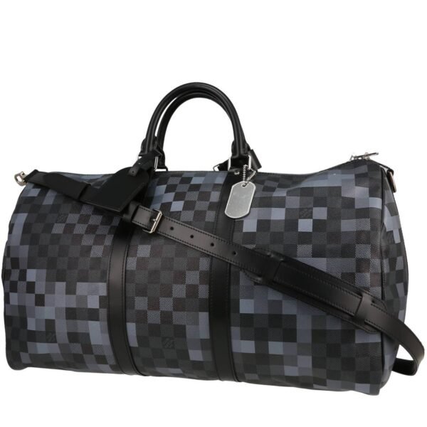 Louis Vuitton Keepall 50 Pixel Limited Edition travel bag in grey and black coated canvas and black leather
