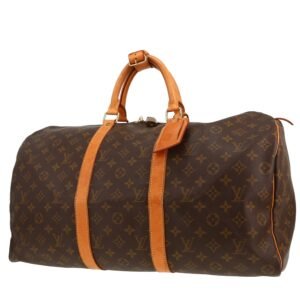 Louis Vuitton Keepall 50 travel bag in brown monogram canvas and natural leather