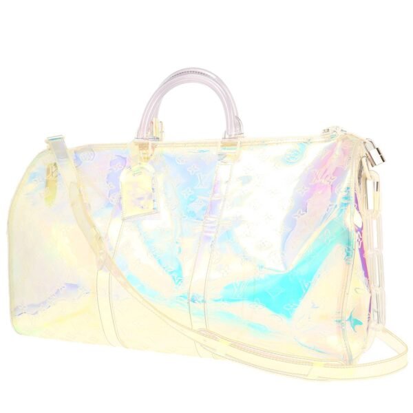 Louis Vuitton Keepall 50 travel bag in transparent shading vinyl and natural leather