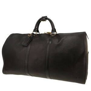 Louis Vuitton Keepall 55 travel bag in black epi leather and natural leather
