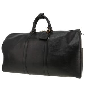 Louis Vuitton Keepall 55 travel bag in black epi leather and natural leather