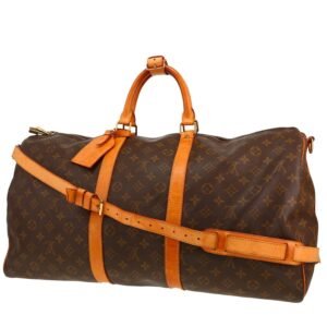 Louis Vuitton Keepall 55 travel bag in brown monogram canvas and natural leather