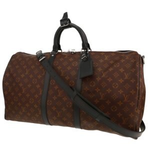 Louis Vuitton Keepall 55 travel bag in brown monogram canvas Macassar and black leather