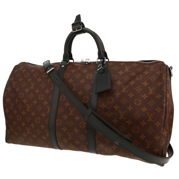 Louis Vuitton Keepall 55 travel bag in brown monogram canvas Macassar and black leather