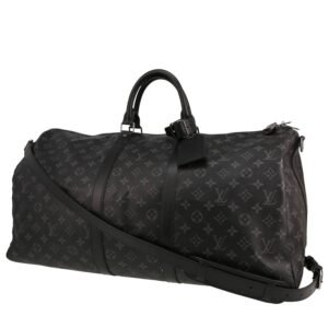 Louis Vuitton Keepall 55 travel bag in grey Graphite monogram canvas and black leather