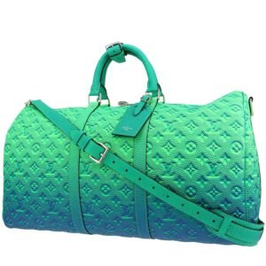 Louis Vuitton Keepall Editions Limitées Spray weekend bag in green and blue empreinte monogram leather