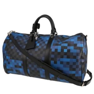 Louis Vuitton Keepall Editions Limitées travel bag in blue and black damier canvas