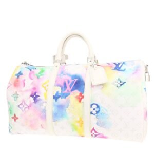 Louis Vuitton Keepall Editions Limitées travel bag in multicolor monogram canvas and white leather