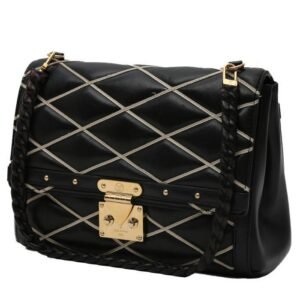 Louis Vuitton Malletage handbag in black and white quilted leather