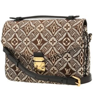 Louis Vuitton Metis Since 1854 medium model shoulder bag in brown and grey monogram canvas and black leather