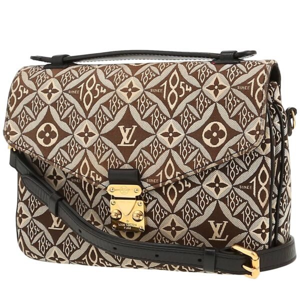 Louis Vuitton Metis Since 1854 medium model shoulder bag in brown and grey monogram canvas and black leather