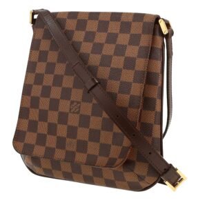 Louis Vuitton Musette shoulder bag in ebene damier canvas and brown leather