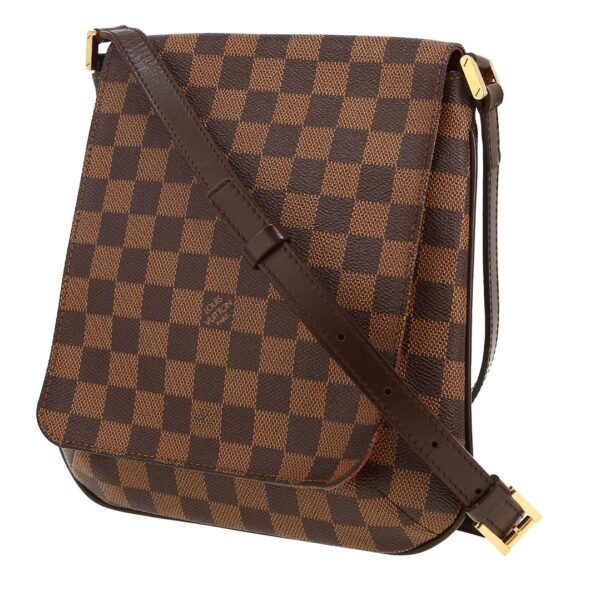 Louis Vuitton Musette shoulder bag in ebene damier canvas and brown leather