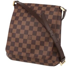 Louis Vuitton Musette shoulder bag in ebene damier canvas and brown leather