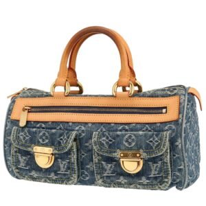 Louis Vuitton Neo Speedy handbag in blue denim and natural leather