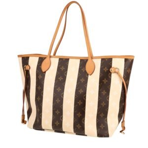 Louis Vuitton Neverfull Editions Limitées shopping bag in brown and beige monogram canvas and natural leather