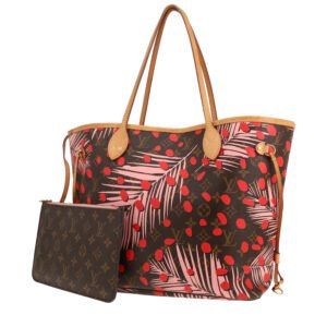 Louis Vuitton Neverfull medium model shopping bag in brown monogram canvas and natural leather