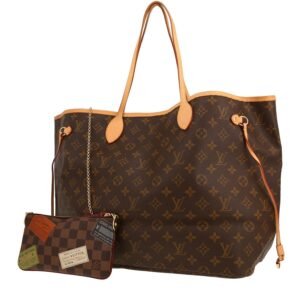 Louis Vuitton Neverfull shopping bag in brown monogram canvas and natural leather