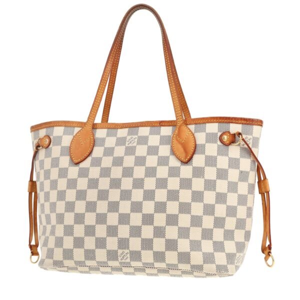 Louis Vuitton Neverfull small model shopping bag in azur damier canvas and natural leather