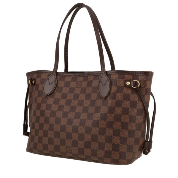 Louis Vuitton Neverfull small model shopping bag in ebene damier canvas and brown leather