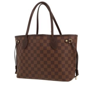 Louis Vuitton Neverfull small model shopping bag in ebene damier canvas and brown leather