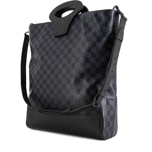 Louis Vuitton North South shopping bag in damier canvas and black leather