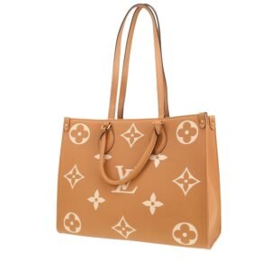 Louis Vuitton Onthego shopping bag in beige two tones empreinte monogram leather
