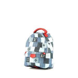 Louis Vuitton Palm Springs Backpack Mini backpack in blue denim canvas and red leather
