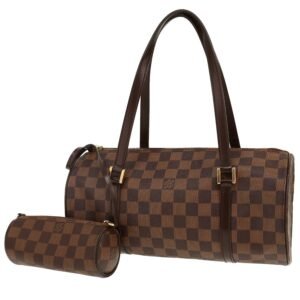 Louis Vuitton Papillon handbag in ebene damier canvas and brown leather