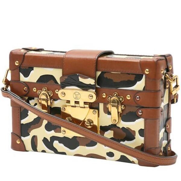 Louis Vuitton Petite Malle shoulder bag in beige, brown and black leather and brown leather