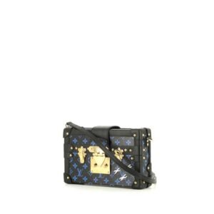 Louis Vuitton Petite Malle shoulder bag in blue and black monogram canvas and black leather