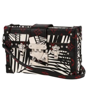 Louis Vuitton Petite Malle shoulder bag in white and black bicolor canvas and black monogram canvas