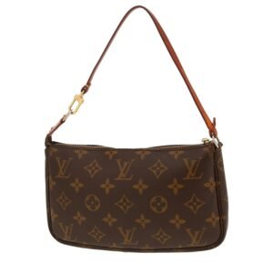 Louis Vuitton Pochette accessoires handbag/clutch in brown monogram canvas and natural leather