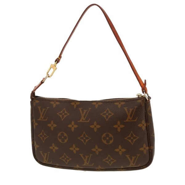 Louis Vuitton Pochette accessoires handbag/clutch in brown monogram canvas and natural leather