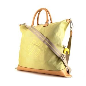 Louis Vuitton Polochon travel bag in yellow logo canvas and natural leather