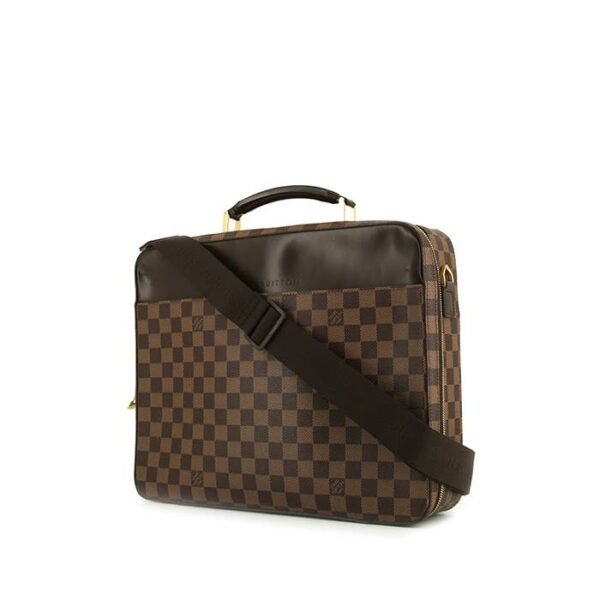 Louis Vuitton Porte documents Voyage briefcase in ebene damier canvas and brown leather