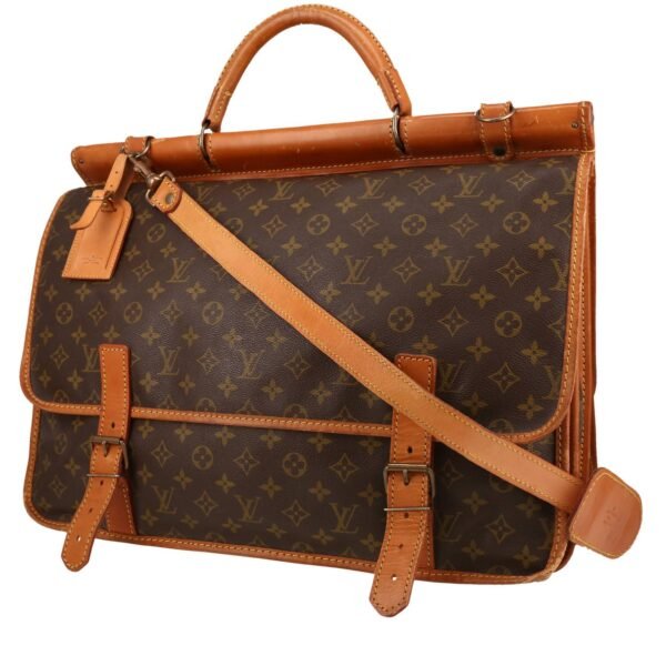 Louis Vuitton Sac de chasse travel bag in brown monogram canvas and natural leather