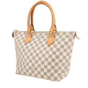 Louis Vuitton Saleya handbag in azur damier canvas and natural leather