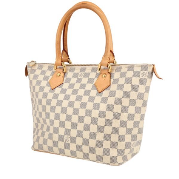 Louis Vuitton Saleya handbag in azur damier canvas and natural leather