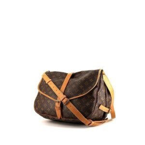 Louis Vuitton Saumur medium model shoulder bag in brown monogram canvas and natural leather